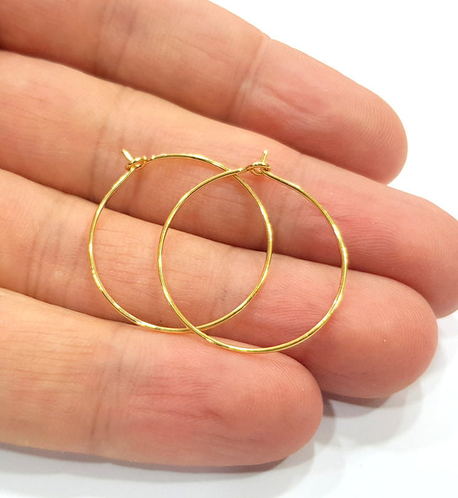 10 Earring Loops Earring Circles Earring Hoops (5 pairs) Gold Plated Brass,Findings  ( 25 mm )  G15694