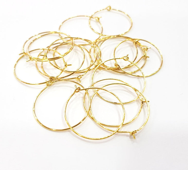 10 Earring Loops Earring Circles Earring Hoops (5 pairs) Gold Plated Brass,Findings  ( 25 mm )  G15694