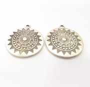 2 Antique Silver Plated Charm Antique Silver Plated Metal (28 mm)  G15696