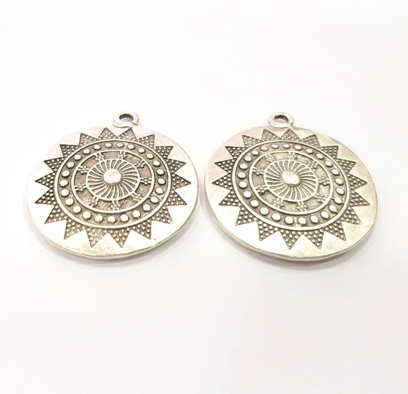 2 Antique Silver Plated Charm Antique Silver Plated Metal (28 mm)  G15696