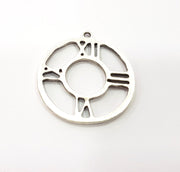 4 Clock Charm Silver Charm Antique Silver Plated Metal (31 mm)  G15700