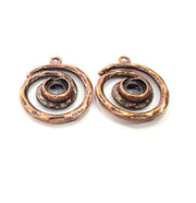 2 Circle Charm Antique Copper Charm Antique Copper Plated Metal (22mm) G15702