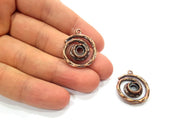 2 Circle Charm Antique Copper Charm Antique Copper Plated Metal (22mm) G15702