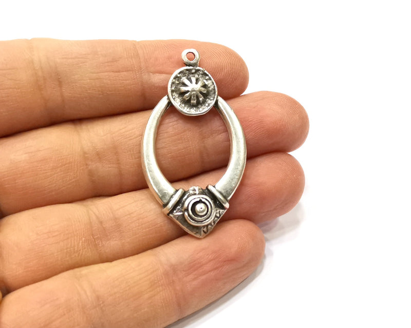 2 Silver Charms Antique Silver Plated Charms (45x25mm)  G16461