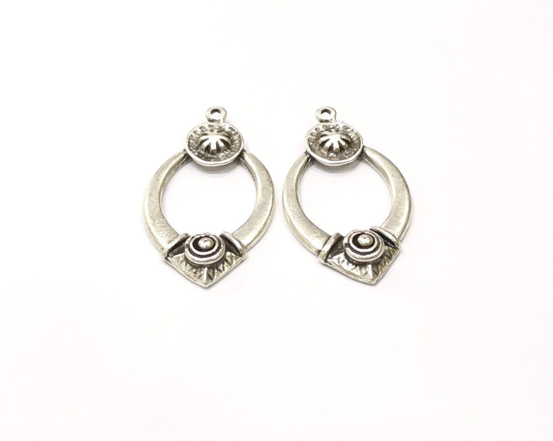 2 Silver Charms Antique Silver Plated Charms (45x25mm)  G16461