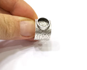 Silver Ring Setting Resin Ring Blank Cabochon Base inlay Ring Mounting Adjustable Ring Base Bezel (10 mm)Antique Silver Plated Brass  G16462