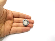 Silver Pendant Blank Mosaic Base Blank inlay Blank Necklace Blank Resin Blank Antique Silver Plated Brass ( 18x15mm oval blank)  G16464