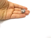 Silver Ring Setting Resin Ring Blank Cabochon Base inlay Ring Mounting Adjustable Ring Base Bezel (15 mm)Antique Silver Plated Brass  G16466