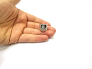 10 pcs Silver Ring Setting Resin Ring Blank Cabochon Ring Mounting Adjustable Ring Base Bezel (12 mm)Antique Silver Plated Brass  G16467