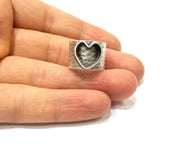 10 pcs Silver Ring Setting Resin Ring Blank Cabochon Ring Mounting Adjustable Ring Base Bezel (12 mm)Antique Silver Plated Brass  G16467