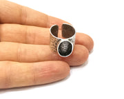 Silver Ring Setting Resin Ring Blank Cabochon Base inlay Ring Mounting Adjustable Ring Bezel (14x10mm)Antique Silver Plated Brass  G17515