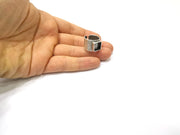 3 pcs Silver Ring Setting Resin Ring Blank Cabochon Base inlay Mounting Adjustable Ring Bezel (10x10mm)Antique Silver Plated Brass  G16476