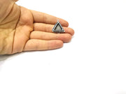 Silver Pendant Blank Mosaic Base Blank inlay Blank Necklace Blank Resin Blank Antique Silver Plated Brass ( 15x15mm triangle blank)  G16485