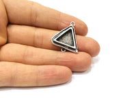Silver Pendant Blank Mosaic Base Blank inlay Blank Necklace Blank Resin Blank Antique Silver Plated Brass ( 15x15mm triangle blank)  G16485