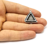 Silver Pendant Blank Mosaic Base Blank inlay Blank Necklace Blank Resin Blank Antique Silver Plated Brass ( 15x15mm triangle blank)  G16485