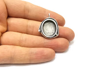 Silver Pendant Blank Mosaic Base Blank inlay Blank Necklace Blank Resin Blank Antique Silver Plated Brass ( 18x15mm oval blank)  G16487