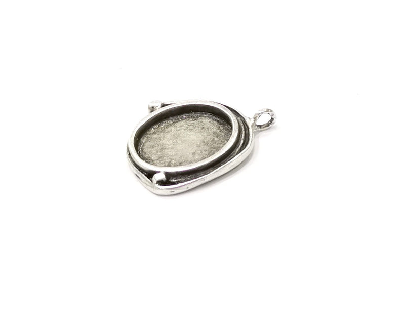Silver Pendant Blank Mosaic Base Blank inlay Blank Necklace Blank Resin Blank Antique Silver Plated Brass ( 18x15mm oval blank)  G16487