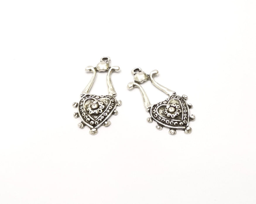 2 Silver Charms Antique Silver Plated Charms (43x20mm)  G16488