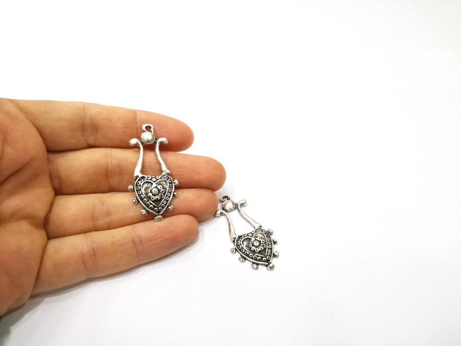 2 Silver Charms Antique Silver Plated Charms (43x20mm)  G16488