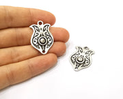 2 Silver Charms Antique Silver Plated Charms (32x21mm)  G16489