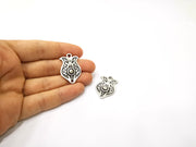 2 Silver Charms Antique Silver Plated Charms (32x21mm)  G16489