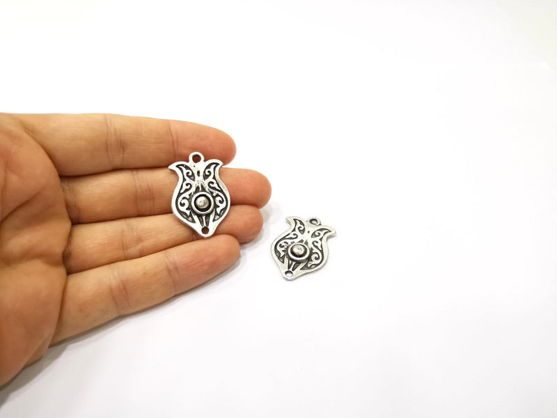 2 Silver Charms Antique Silver Plated Charms (32x21mm)  G16489