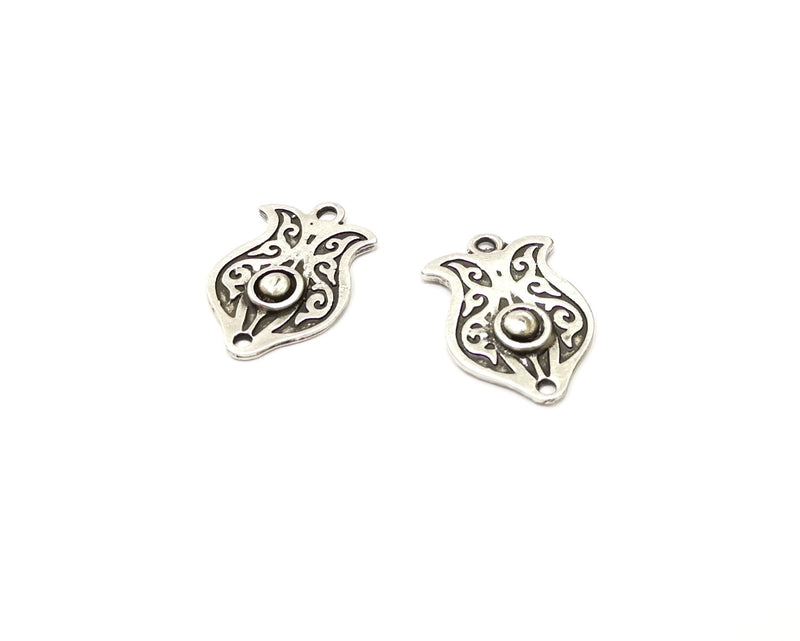 2 Silver Charms Antique Silver Plated Charms (32x21mm)  G16489