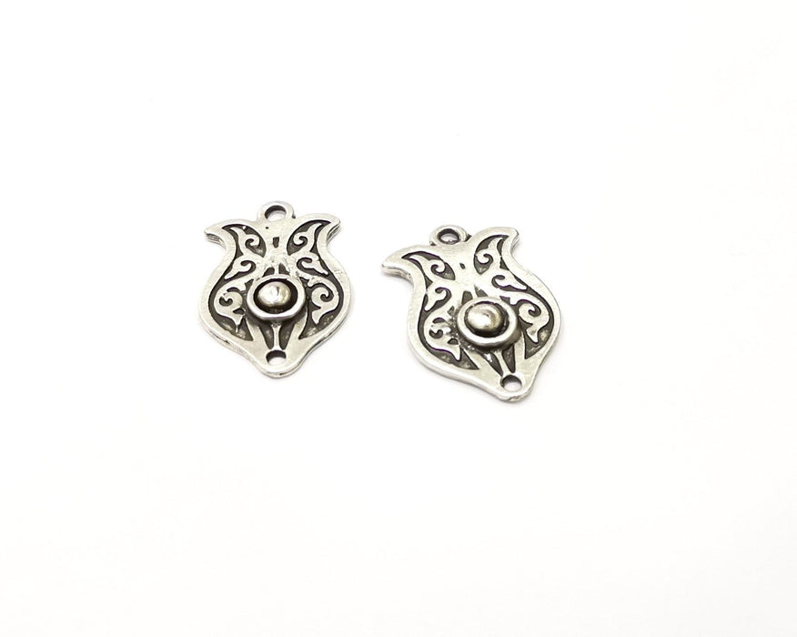 2 Silver Charms Antique Silver Plated Charms (32x21mm)  G16489