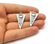 2 Silver Charms Antique Silver Plated Charms Double sided (35x18mm)  G16491