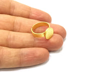 Gold Ring Blank Setting Cabochon Base Ring Hammered Mounting Adjustable Ring Bezel (11mm blank ) Gold Plated Metal G16503