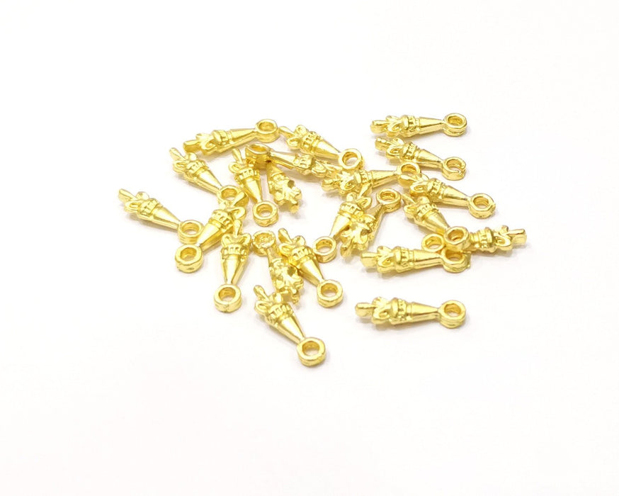 10 Gold Charms Gold Plated Charms  (16x4mm)  G16500