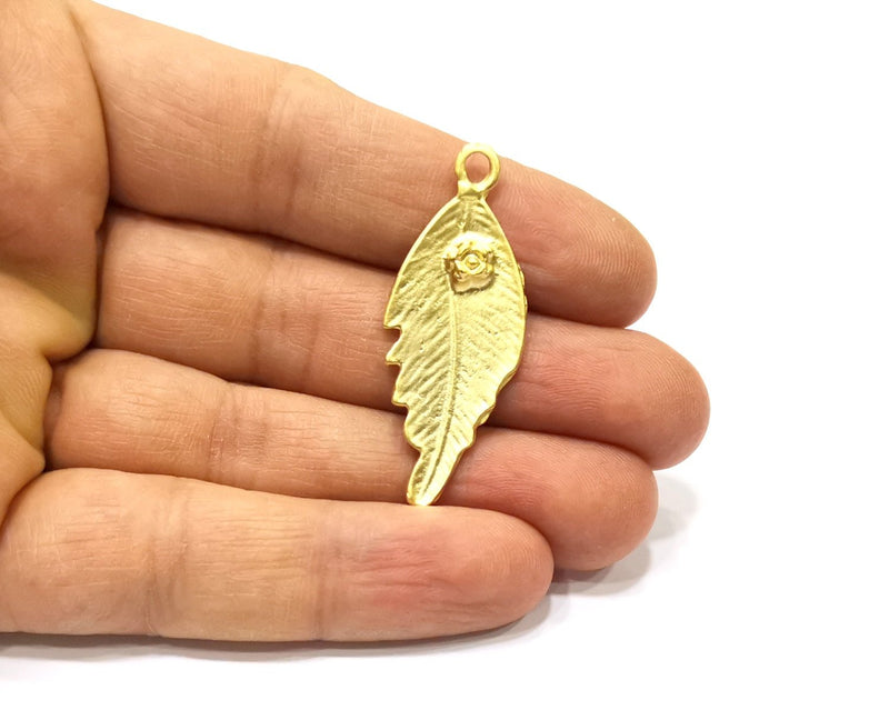 2 Leaf Charms Gold Plated Charms  (44x17mm)  G16504