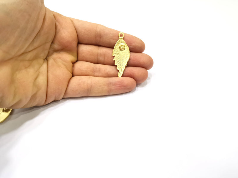 2 Leaf Charms Gold Plated Charms  (44x17mm)  G16504