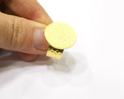 Gold Ring Blank Setting Cabochon Base Ring Hammered Mounting Adjustable Ring Bezel (22mm blank ) Gold Plated Metal G16505