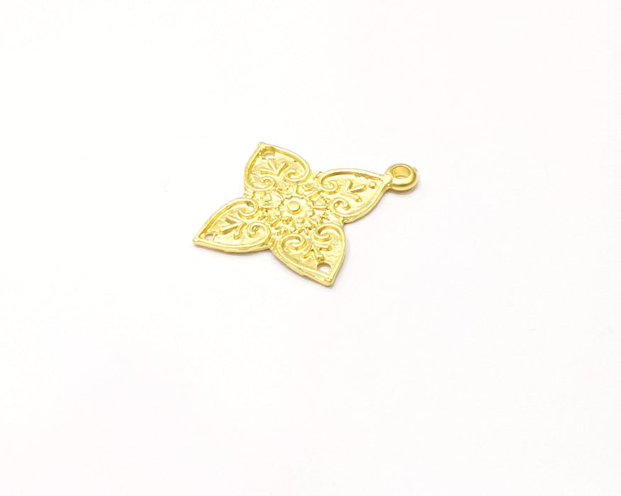 2 Gold Charms Gold Plated Charms  (36x32mm)  G16507