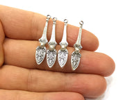 6 Silver Charms Antique Silver Plated Charms Double sided (36x7mm)  G16520