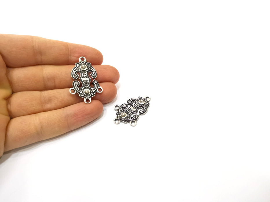 2 Silver Charms Connector Antique Silver Plated Charms (36x23mm)  G16526