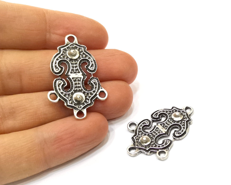 2 Silver Charms Connector Antique Silver Plated Charms (36x23mm)  G16526