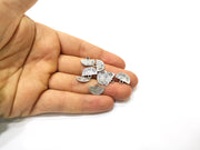 20 Semi Circle Charms Antique Silver Plated Charms (14x11mm)  G16527