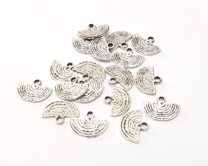 20 Semi Circle Charms Antique Silver Plated Charms (14x11mm)  G16527