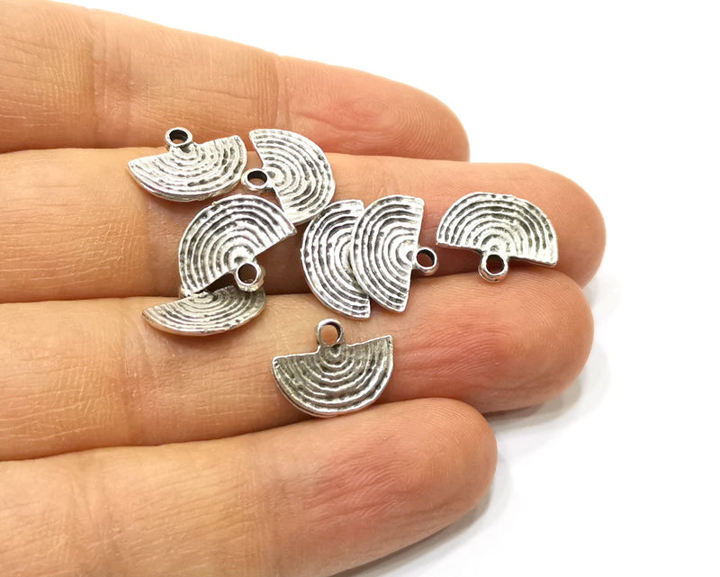 20 Semi Circle Charms Antique Silver Plated Charms (14x11mm)  G16527