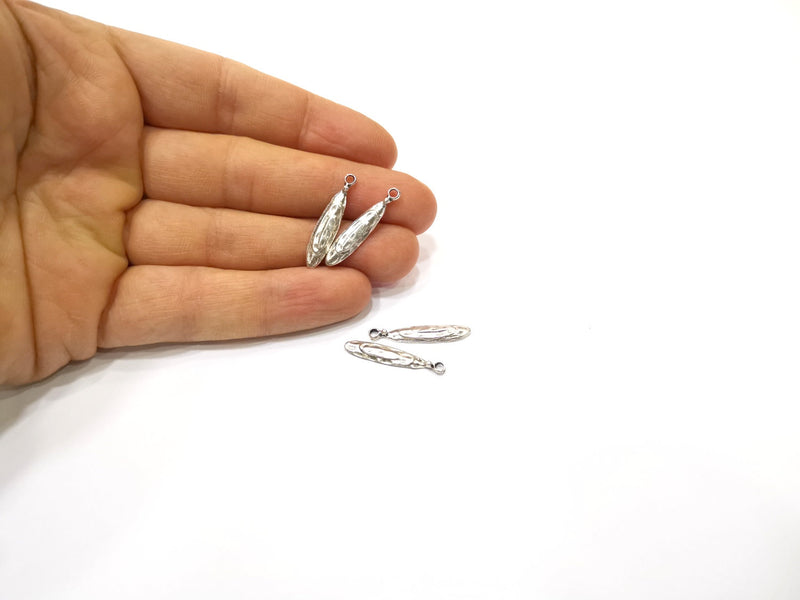 10 Silver Charms Antique Silver Plated Charms (27x5mm)  G16529