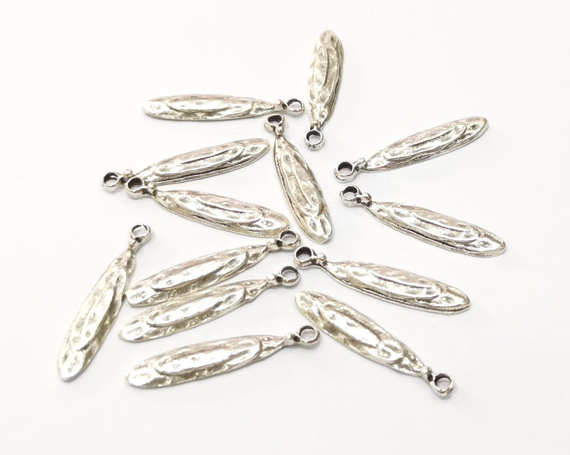 10 Silver Charms Antique Silver Plated Charms (27x5mm)  G16529