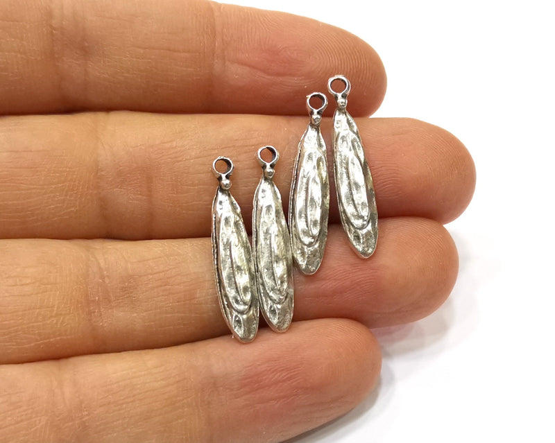 10 Silver Charms Antique Silver Plated Charms (27x5mm)  G16529