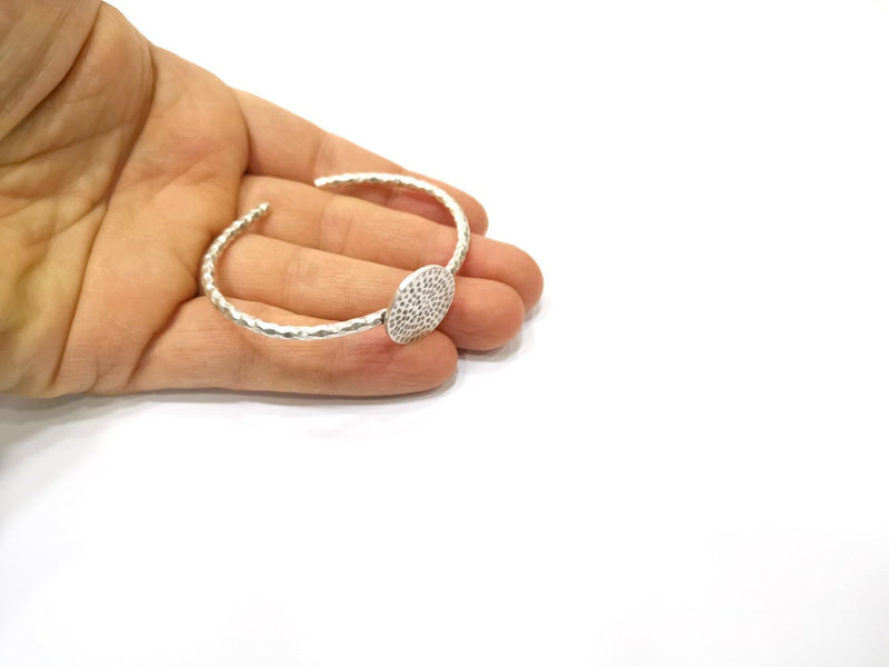 Bracelet Blank Cuff Bezel Bangle Blank Glass Cabochon Base Bezel Hammered Bracelet Adjustable Antique Silver Bracelet (20mm ) G16530