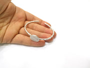 Bracelet Blank Cuff Bezel Bangle Blank Glass Cabochon Base Bezel Hammered Bracelet Adjustable Antique Silver Bracelet (20mm ) G16530