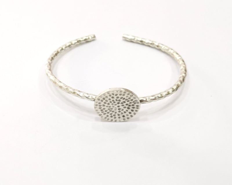 Bracelet Blank Cuff Bezel Bangle Blank Glass Cabochon Base Bezel Hammered Bracelet Adjustable Antique Silver Bracelet (20mm ) G16530