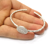 Bracelet Blank Cuff Bezel Bangle Blank Glass Cabochon Base Bezel Hammered Bracelet Adjustable Antique Silver Bracelet (20mm ) G16530