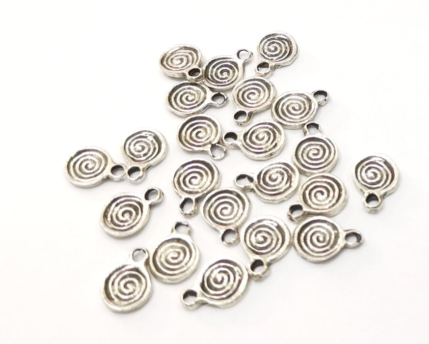 20 Spiral Charms Antique Silver Plated Charms (11x8mm)  G16531
