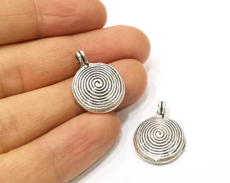 4 Spiral Charms Antique Silver Plated Charms (25x17mm)  G16533